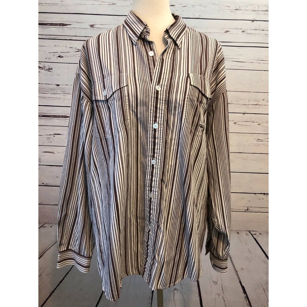 Roper Western‎ Shirt XL Extra Large Striped Flip Contrasting Cuff Mens Rodeo